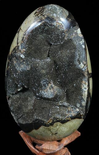 Septarian Dragon Egg Geode - Black Crystals #59688